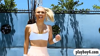 Preview 1 of Ana Amona Fuvk In Birau - Huge boobs blondie banged after playing tennis outdoors