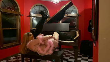 Preview 3 of Nikki Sims Boobs - Trans Woman Touches Herself on Piano