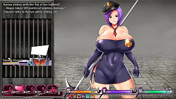 Preview 4 of Vilege Telugu Anti - Karryn&#039_s Prison [RPG Hentai game] Ep.1 The new warden help the guard to jerk off on the floor