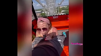 Preview 1 of Mom San X Vedio - State fair slut sucks dick on the Ferris wheel