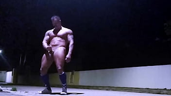 Preview 3 of Sunny Leon Real Sex Xxxxchudai - Spandex muscle man jerks off on a public street