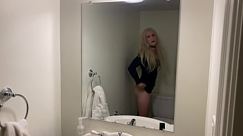 Preview 3 of 2 Men Playing With Boobs - Hot Blonde Crossdresser Teases