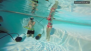 Preview 3 of Blonde Schoolgirl Danielle - Couple films couple Eva Sasalka and Jason underwater fucking