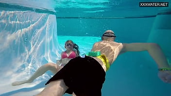 Preview 1 of Blonde Schoolgirl Danielle - Couple films couple Eva Sasalka and Jason underwater fucking