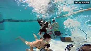 Preview 4 of Blonde Schoolgirl Danielle - Couple films couple Eva Sasalka and Jason underwater fucking