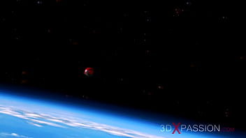 Preview 1 of Vagina Bleeding Wen Sex - 3d sexy sci-fi dickgirl android plays with a hot woman in the space station