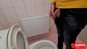 Preview 2 of Bnmj - Uncircumcised cock pees on the station toilet