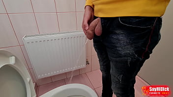Preview 3 of Bnmj - Uncircumcised cock pees on the station toilet