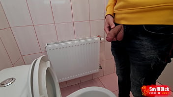 Preview 1 of Bnmj - Uncircumcised cock pees on the station toilet