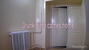 Preview 1 of Strapon Pub - Nude MILF masturbation in a porch and fucking on a roof