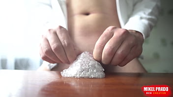 Preview 1 of Xxx C0m In - Fucking bubble wrap hole and cumming on the table