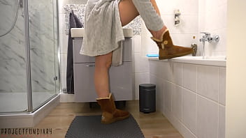 Preview 1 of Aruba Panu Big Tites - surprises stepdaughter in the bathroom - he uses her and her innocent Ugg boots,  projectfundiary