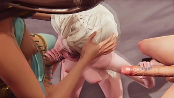 Preview 2 of Blind Sis Prank - Disney Futa Threesome - Mulan x Elsa x Jasmine - 3D Porn