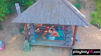Preview 2 of Nameeta Sex Videos - Flexible MILF Daniella Smith and a skinny teen preferring nude yoga outdoor