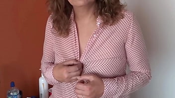 Preview 4 of Cowok Ngemut Kontol Cowok - MY EXCITED 58-YEAR-OLD WIFE SHOWS OFF HER DELICIOUS TITS TO MASTURBATE - ARDIENTES69