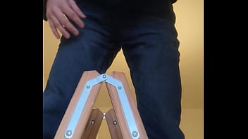 Preview 1 of Lesbian Bdsm Hard - Peeing on the wooden ladder