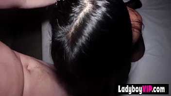 Preview 4 of Girlfriend Spoil - Cute and petite Thai ladyboy chick in sexy black fishnet POV blowjob