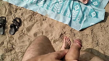 Preview 1 of Tayang Maim Sex - Big Dick Guy Jerks Cock Near Sunbathing Nude Beach Girl