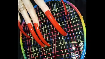 Preview 4 of Dessire Deluca - Lady L extreme hook long red nails (video short version)