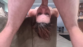 Preview 1 of Girlsway Squirting Camgirl - Extreme upside down sloppy gagging facefuck