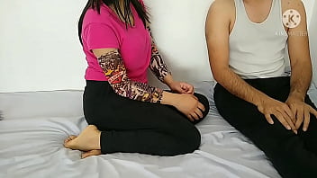 Preview 1 of Handie Xxx - During covid lockdown Indian step sister give best birthday gift to her with clear Hindi audio