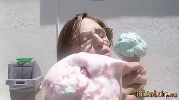 Preview 1 of Fast Time Loud Sound - Teen gets round ass oiled and pussy fingered