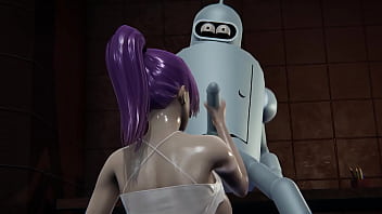 Preview 3 of Algerian University - Futurama - Leela gets creampied by Bender - 3D Porn