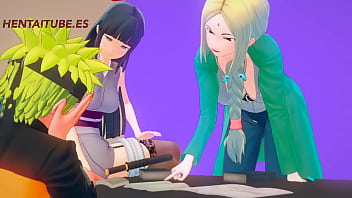 Preview 1 of Sexy Young Milk Tities - Naruto Hentai 3D - Naruto FUCKS Sakura UNDER THE TABLE WHILE TALKING TO Hinata AND Tsunade - Animation porn sex Anime Manga