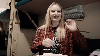 Preview 1 of Hindi Pron Videos Hd Download - Girl Fellow Traveler Seduced Guy on the Train and Gave him Blowjob and Swallowed Sperm!