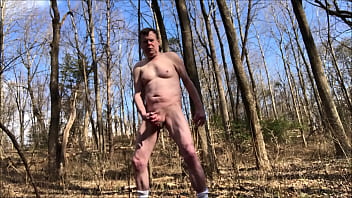 Preview 2 of Pusy Blooded Fucking - Naked Jack On A Cold Windy Day In The Woods