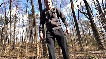 Preview 1 of Pusy Blooded Fucking - Naked Jack On A Cold Windy Day In The Woods