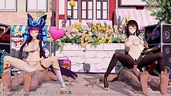 Preview 3 of Teen Sucks Horse Cock - MMD Ramesses and Kangxi sex dance Lupin