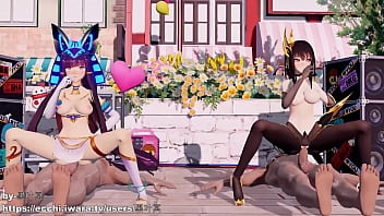 Preview 1 of Teen Sucks Horse Cock - MMD Ramesses and Kangxi sex dance Lupin