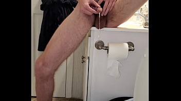 Preview 4 of Creamy Cum Girl - Peeing out a little precum as I aim for a trick shot in the bowl