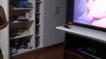 Preview 1 of Frist Time Secxx - MY 58-YEAR-OLD HAIRY WIFE MASTURBATES WATCHING PORN,  INTENSE ORGASMS,  EROTICA - ARDIENTES69