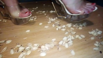Preview 2 of Roman Rain Teach - Lady L crush pistatos with sexy mules (video short version).