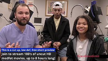 Preview 4 of Odia Heroine Brashaxxx Video - Michelle Anderson Spread Eagle As Boyfriend Watches Doctor Tampa &amp_ Nurse Destiny Cruz Probe Her Nude Body At GirlsGoneGyno Reup