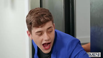 Preview 2 of Porn Korean - Stud (JJ Knight) Eats Out Twinks (Joey Mills) Tight Small Butt Pounds Him In An Elevator - Men - Follow and watch Joey Mills at www.men.com/joey
