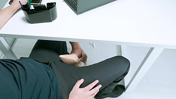 Preview 1 of Luke Har - Secretary gives a Footjob. I cum on her beautiful legs