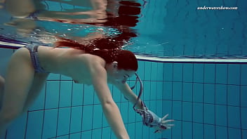 Preview 3 of Big Booty In Pijama - Big tits teenie Liza Bubarek swimming naked in the pool