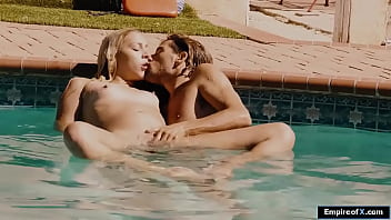 Preview 2 of Couple Wife Pick Up - A guy licks and fucks teen in the pool