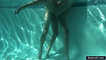 Preview 3 of Couple Wife Pick Up - A guy licks and fucks teen in the pool