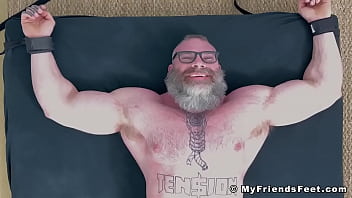 Preview 4 of Hurt House Wife - Bearded huge hunk with glasses tickle tormented by his dom