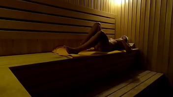 Preview 3 of Femal Poolice Xxx - Hidden Camera: Girl Masturbates In Sauna In A Sports Club At Night