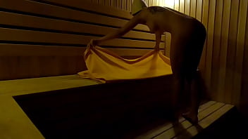 Preview 1 of Femal Poolice Xxx - Hidden Camera: Girl Masturbates In Sauna In A Sports Club At Night