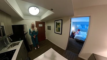 Preview 2 of Seachmature Jepan Mom And Son - Sexy Crossdresser Jerking Off in Kitchen VR