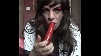 Preview 2 of Pinky Anal Strapon - bisexual crossdressing sissy mark wright sends out a invitation to any guy out there watching this to come fuck his ass and give him a deepthroat cumshot