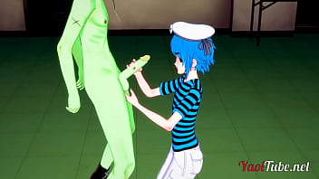 Preview 1 of Xxx Scool Gril 15 Ayr - Gorillaz - 2D x Murdoc Handjob,  Blowjob and Doggy Style Bareback - Yaoi 3D