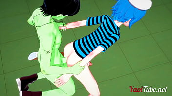 Preview 4 of Xxx Scool Gril 15 Ayr - Gorillaz - 2D x Murdoc Handjob,  Blowjob and Doggy Style Bareback - Yaoi 3D