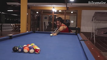 Preview 1 of Sek Ama Kuda - Milf and young man - Colombian whore gets her cue and balls stuffed hard on the pool table - Brian Evansx